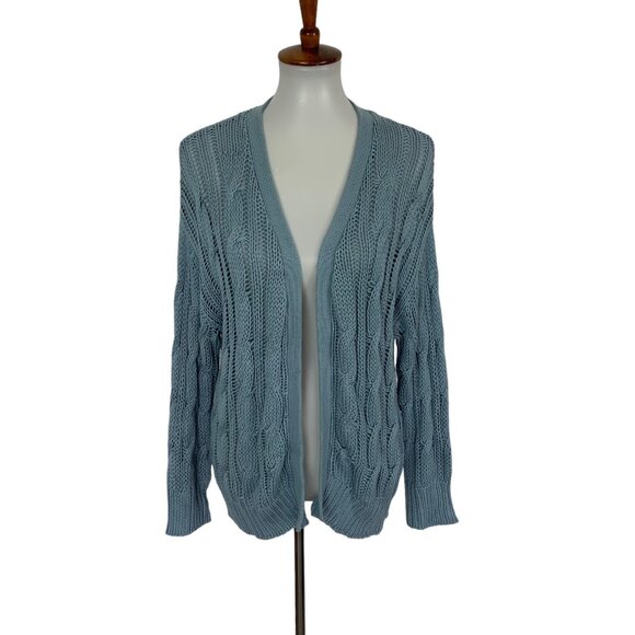 Sablyn Cardigan Small Blue Silk Cotton Long Sleeve Open Front Lightweight - Picture 1 of 6